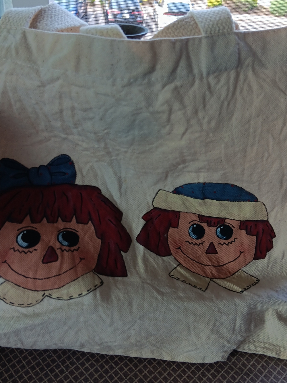 Raggedy Ann & Andy canvas Tote - good, Clean Condition.